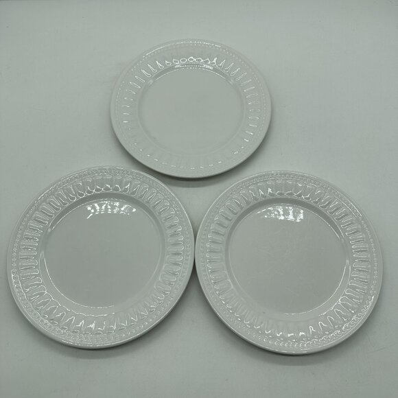 Oneida ATHENA ARIEL White Stoneware 7 5/8" Salad Plates Set of 3 - Picture 1 of 4